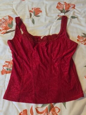 Arianne Red Lace-Trim Camisole